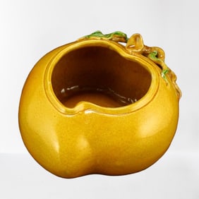Chinese Yellow Glaze Peach Porcelain Brush Washer