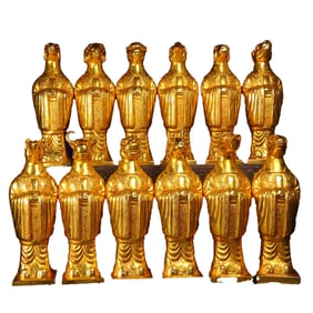 A Set Vintage Chinese Gilt Gold Copper 12 Chinese Zodiacs Statues