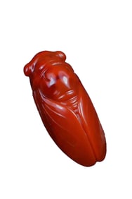 Superb Chinese Nanhong Agate Carved Fortune Cicada Pendant