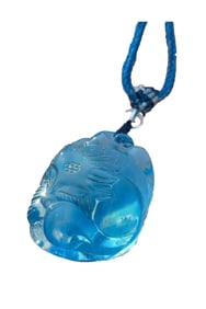 Beautiful Natural Aquamarine Carved Nine-tailed Fox Pendant