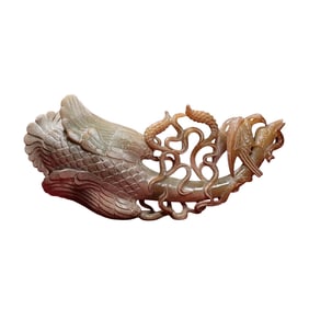 Vintage Chinese Hetian Jade Carved Wild Goose Statue