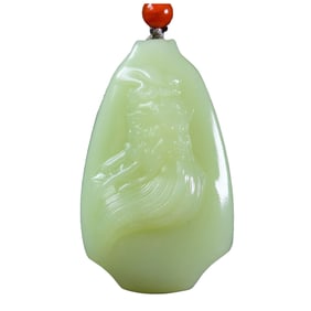 Chinese Hetian Jade Carved General Guangong Pendant
