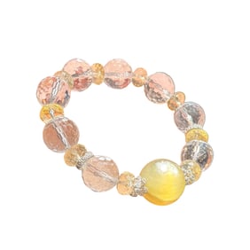 Hand Woven White Crystal & Yellow Crystal Beads Bracelet
