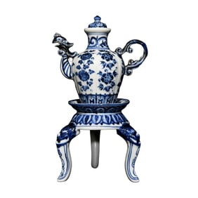 Chinese Blue And White Porcelain Flowers Design Phoenix Porcelain Wine Pot
