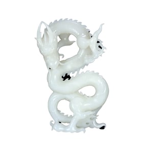 Superb Chinese Hetian Jade Carved Fortune Dragon Statue
