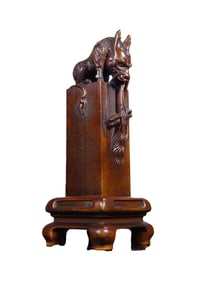 Vintage Chinese Boxwood Wood Carved Fortune Kylin Seal