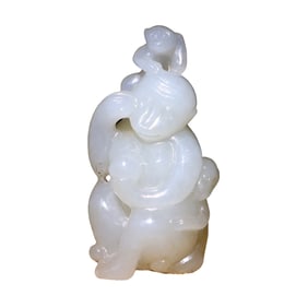 Superb Chinese Hetian Jade Carved Monkey Pendant