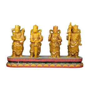 A Set Four Chinese Tianhuang Stone Carved Mythological Figures Statues