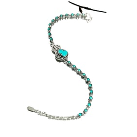 Beautiful Silver Inlay Turquoise Beads Bracelet