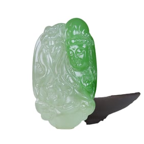 Superb Chinese Hetian Jade Carved Kwan-yin Pendant