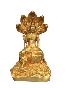 Old Tibetan Gilt Gold Copper Nagarjuna Statue