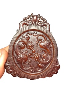 Vintage Ox Horn Low Relief Chi Dragon Pendant