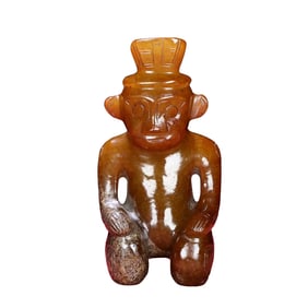 Vintage Chinese Hetian Jade Carved Figure Statue