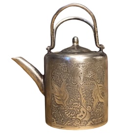 Vintage Chinese Pure Silver Small Handle Teapot