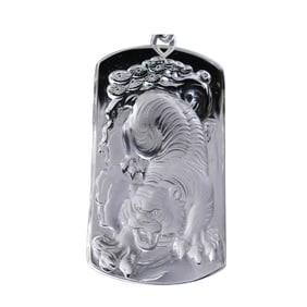 Beautiful White Crystal Carved Tiger Pendant