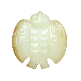 Chinese Natural Hetian Jade Carved Bird Pendant