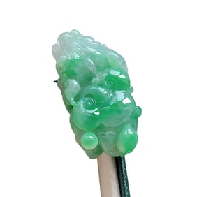 Exquisite Jadeite Carved Fortune Pixiu Pendant
