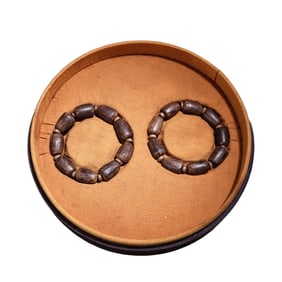 A Pair Hand Carved Vintage Chenxiang Wood Beads Bracelet