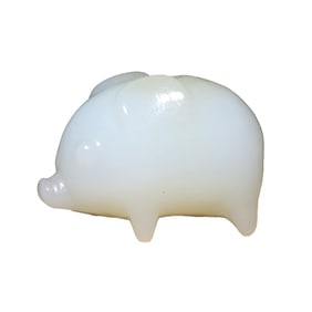 Chinese Hetian Jade Carved Fortune Pig Pendant