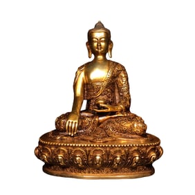 Old Tibetan Gilt Gold Copper Siddhartha Buddha Statue