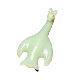 Chinese Hetian Jade Carved Phoenix Belt Buckle