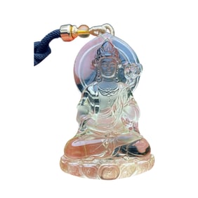 Beautiful Yellow Crystal Carved Kwan-yin Pendant