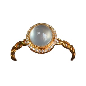 Exquisite 18K Gold Inlay Jadeite Ring