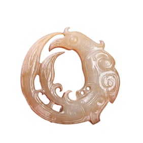 Chinese Hetian Jade Carved Bird Pendant