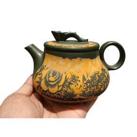 Chinese Yixing Zisha Flowers Bird Design Teapot