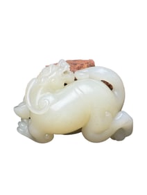 Superb Chinese Hetian Jade Carved Fortune Pixiu Statue