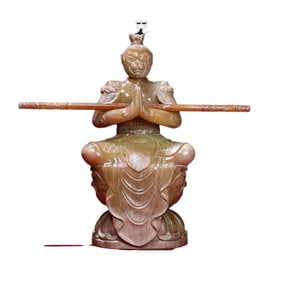 Superb Vintage Chinese Hetian Jade Carved Mythical Figures Statue