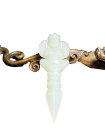 Chinese Hetian Jade Carved Pestle Xiangmo Pendant