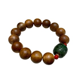 Hand Carved Vintage Chenxiang Wood Beads Bracelet