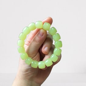 Hand Woven Chinese Hetian Jade Beads Bracelet