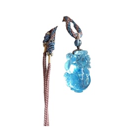 Beautiful Natural Aquamarine Carved Fortune Pixiu Pendant