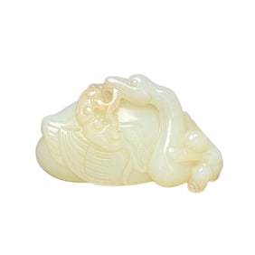 Vintage Chinese Hetian Jade Carved Ruyi Swan Statue