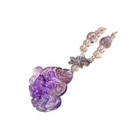 Beautiful Amethyst Carved Nine-tailed Fox Pendant