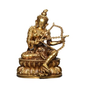Old Tibetan Gilt Gold Copper Buddha Statue