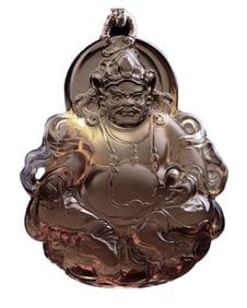 Beautiful Crystal Carved Yellow Jambhala Pendant