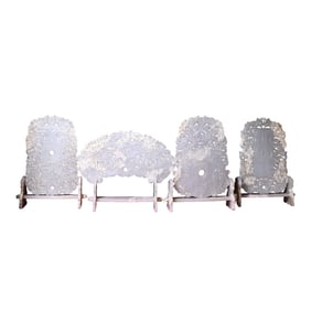 A Set Superb Chinese White Hetian Jade Carved Dragon Phoenix Jade Bi Statue