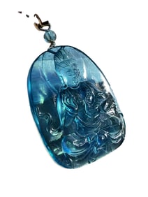 Beautiful Natural Aquamarine Carved Kwan-yin Pendant
