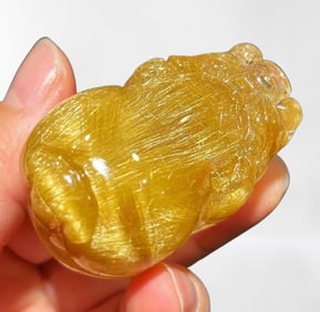 Exquisite Rutilated Quartz Carved Fortune Pixiu Pendant