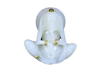 Superb Chinese Gilt Gold Hetian Jade Carved Arhat Statue