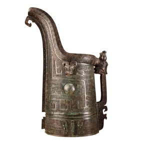 Vintage Chinese Bronze Dragon Snake Pattern Pot