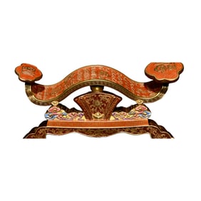 Chinese Qing Dynasty Gilt Gold Iron Red Glaze Ruyi Porcelain Statue