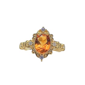 Beautiful 925 Silver Inlay Yellow Crystal Ring