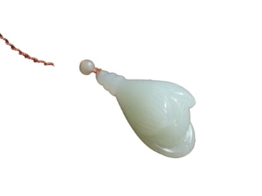 Chinese Hetian Jade Carved Orchid Pendant