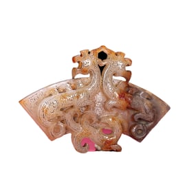 Vintage Chinese Hetian Jade Carved Chi Dragon Statue