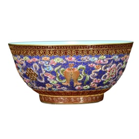 Chinese Qing Dynasty Gilt Edge Famille Rose Enamel Porcelain Bowl