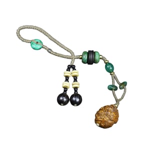 Vintage Olive Nut Carved Figure Pendant